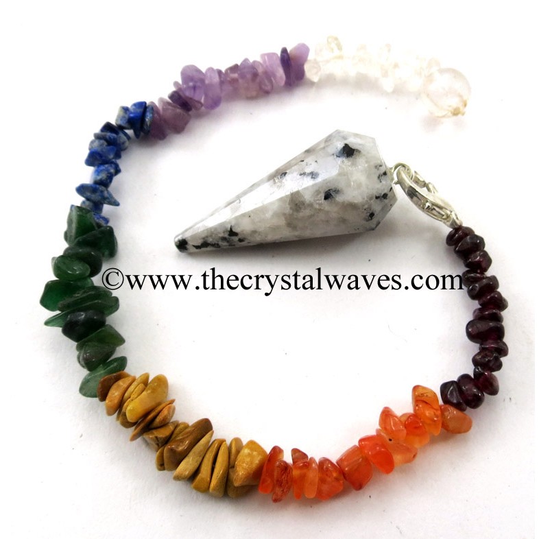 Faceted Pendulums With Chakra Chips Chain